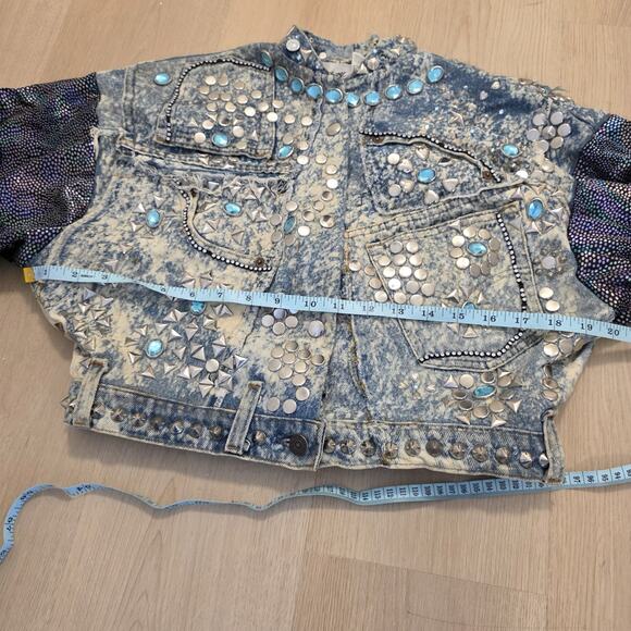 Vintage The Tony Alamo 1987 Levi's Beaded Studded Cropped Denim Jacket Sz Medium - Picture 8 of 12